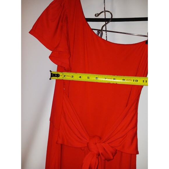 Lovers Friends Bethany Jumpsuit Small Red Women 1 Shoulder Front Tie Belt & Zip - Picture 10 of 15